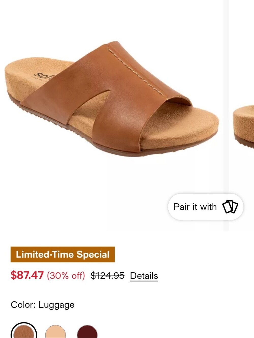 SoftWalk Luggage Brown Leather Slide Mule